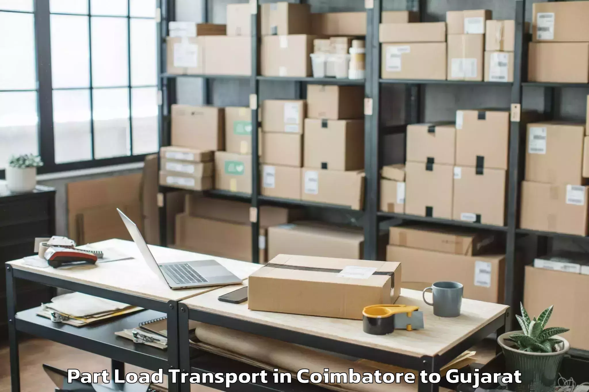 Book Coimbatore to Palitana Part Load Transport